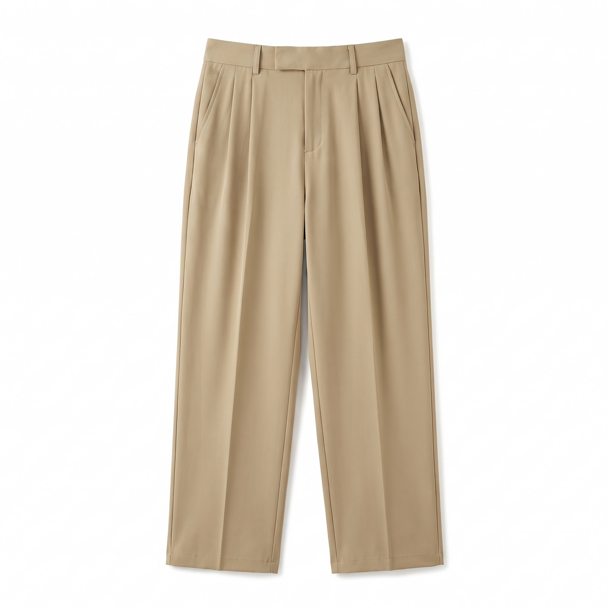 Aren pleated wide leg trousers in khaki on white