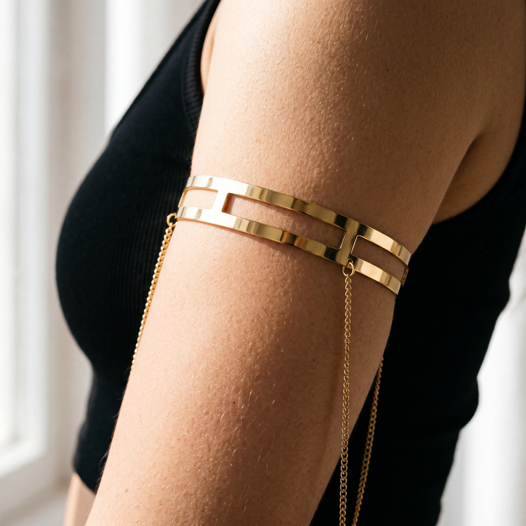Close up of the Delphine double band upper arm cuff
