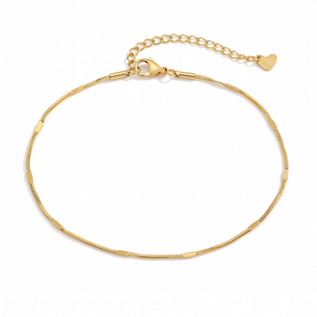 Elin snake chain anklet in gold on white