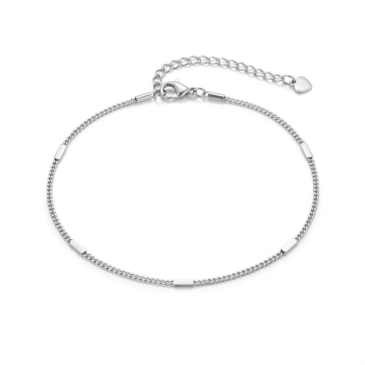 Elin chain anklet in silver steel on white