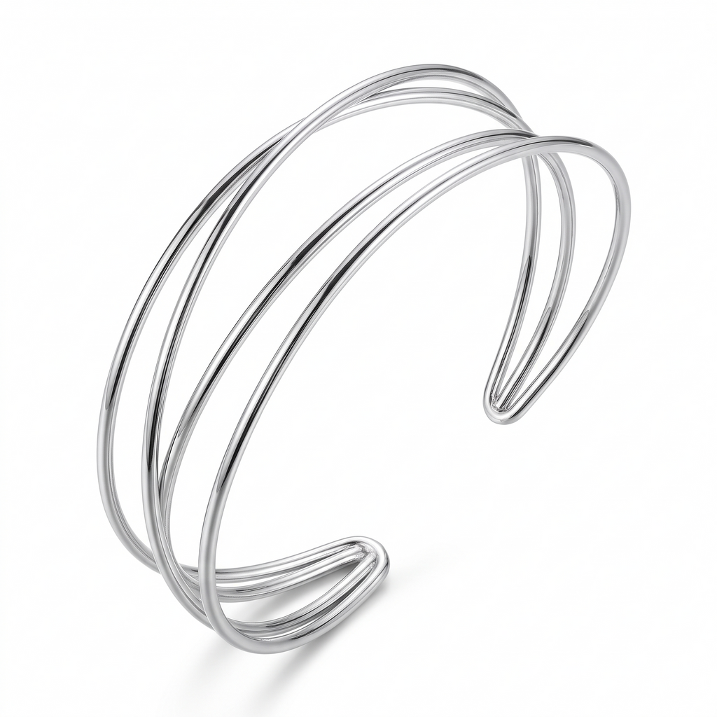 Ilona crossover arm cuff in silver on white
