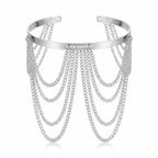 Livia draped chain arm cuff in silver on white