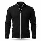 Marlow zip knit jacket in black on white
