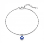 Mati evil eye anklet in silver on white