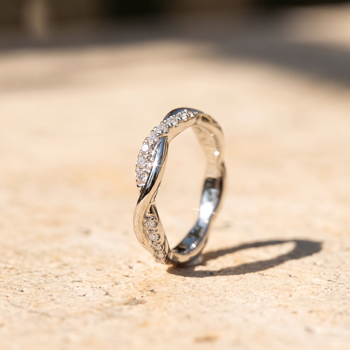 Selene ring on sunlit stone