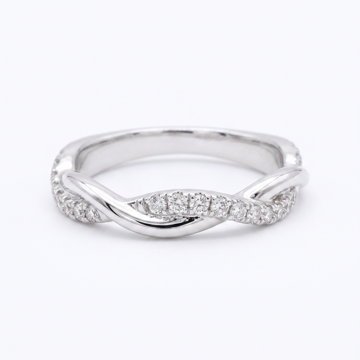 Selene twisted pave band ring on white