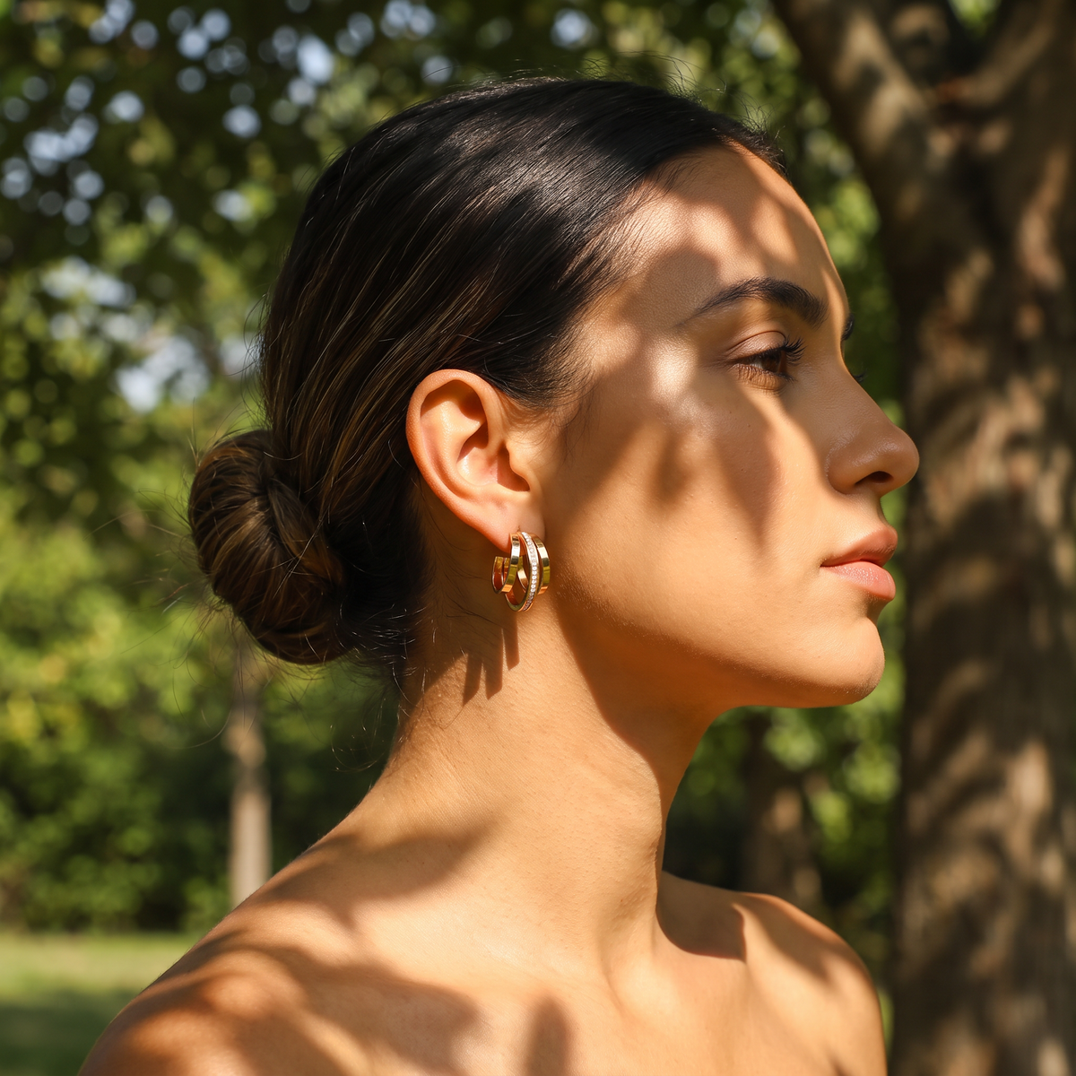 Nova triple crystal hoop in dappled sunlight