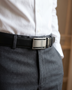 Halden belt worn with tailored trousers