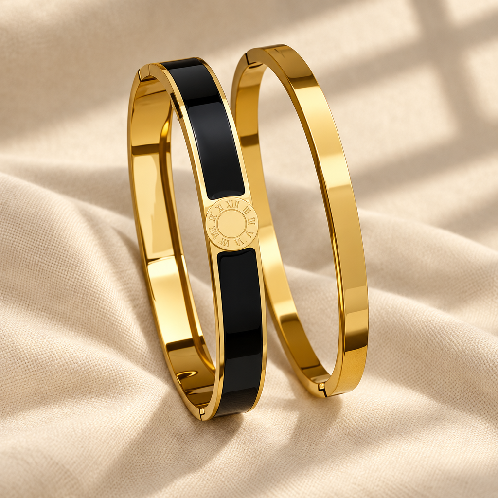 Aurel bangle pair in black on linen
