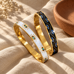 Nazar bangles on linen in morning light