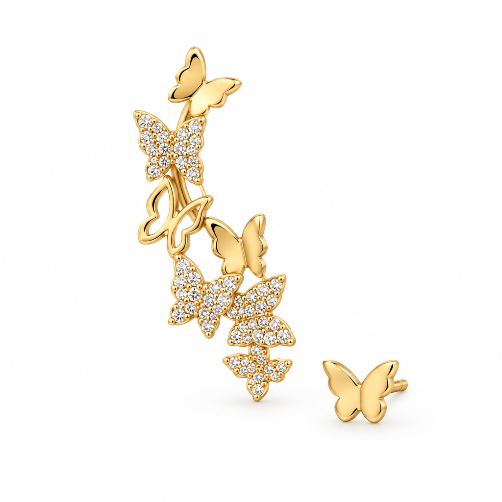 Papillon butterfly climber and stud on a white background
