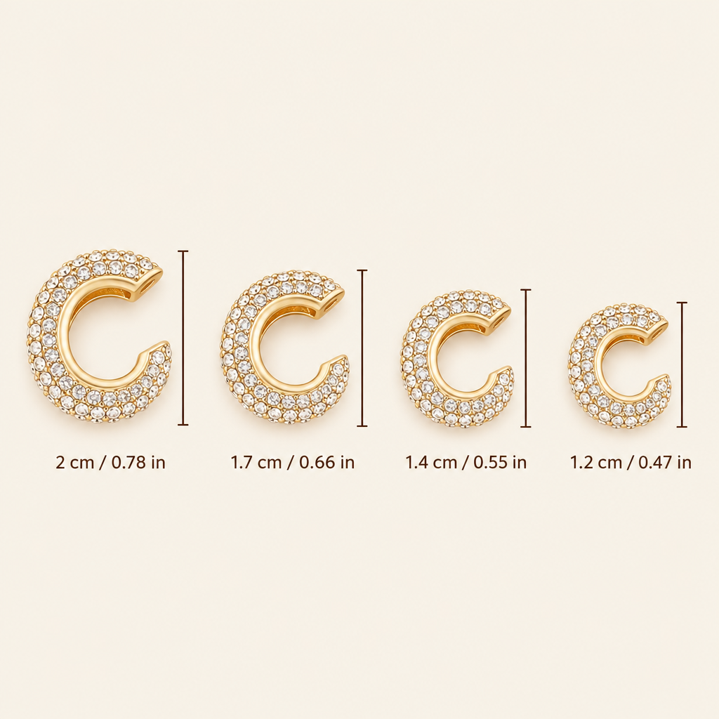 Halo ear cuff size chart with measurements