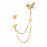 Farfalla butterfly chain ear cuff in gold on a white background