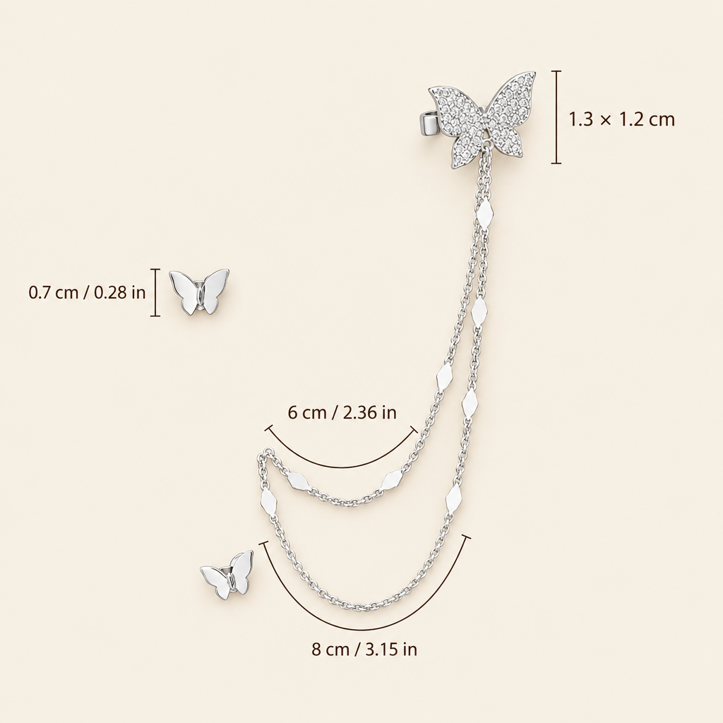 Farfalla size chart with measurements