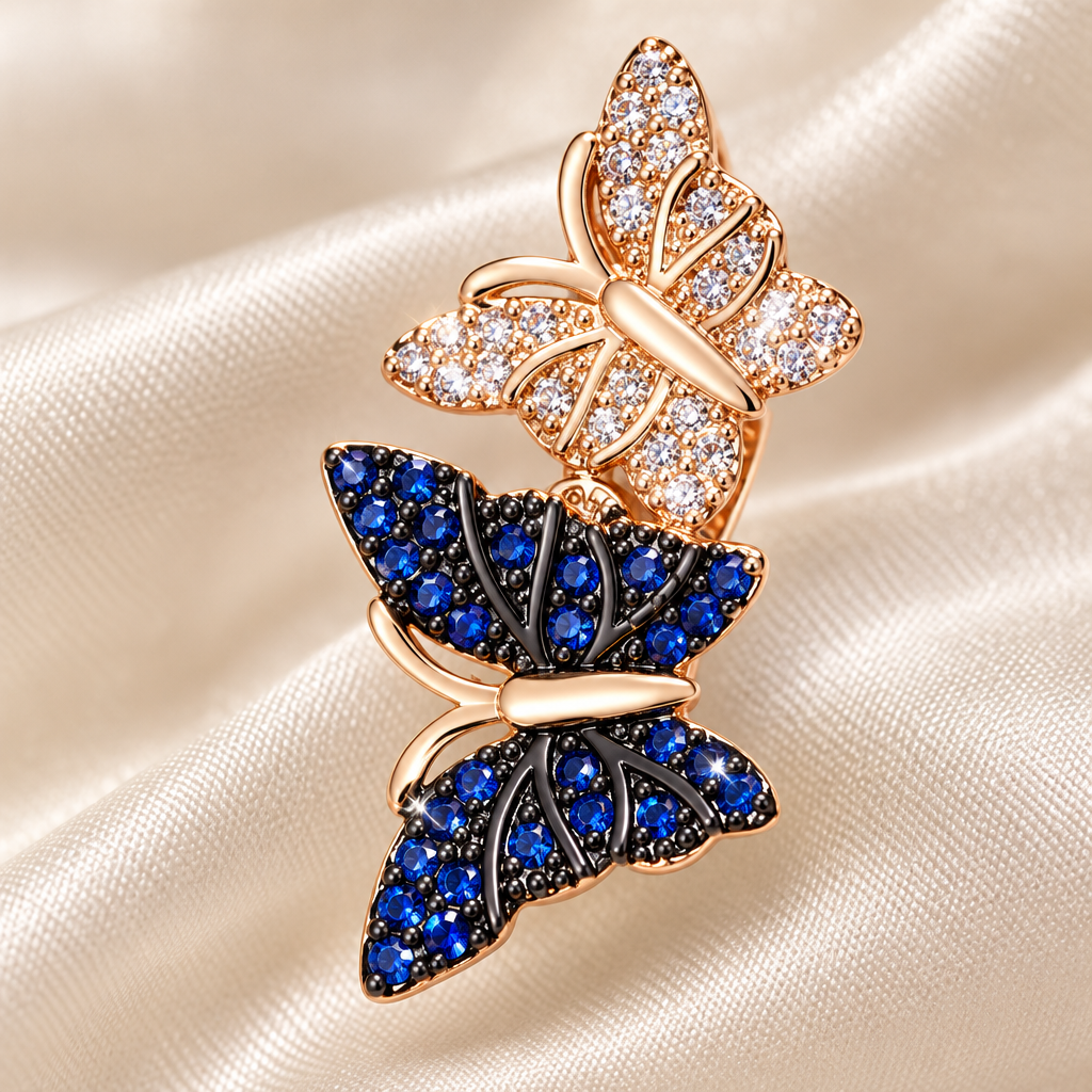 Close up of the Azura blue butterfly stones