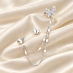 Silver Farfalla set on silk
