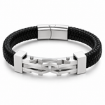 Atlas wide braided bracelet in silver on white