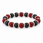 Ember red and black crackle glass bead bracelet on white