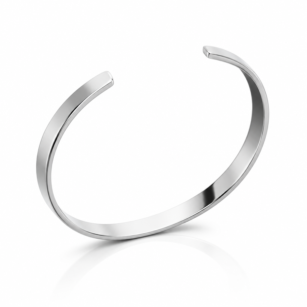 Vance open cuff bangle in white gold tone on white