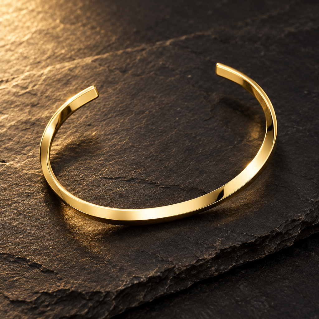 Vance open cuff bangle in gold tone on slate