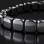 Close up of the polished hematite segments