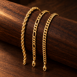 Dorian gold chain bracelet set on walnut