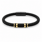 Ridge braided bracelet with gold accents on white
