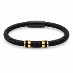 Ridge braided bracelet with gold accents on white