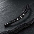 Ridge braided bracelet with silver accents on slate
