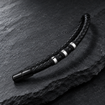 Ridge braided bracelet with silver accents on slate