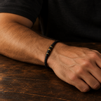 Gold accent Ridge bracelet worn on the wrist