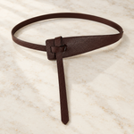 Margot knot belt in coffee brown on marble