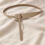 Margot knot belt in khaki on linen
