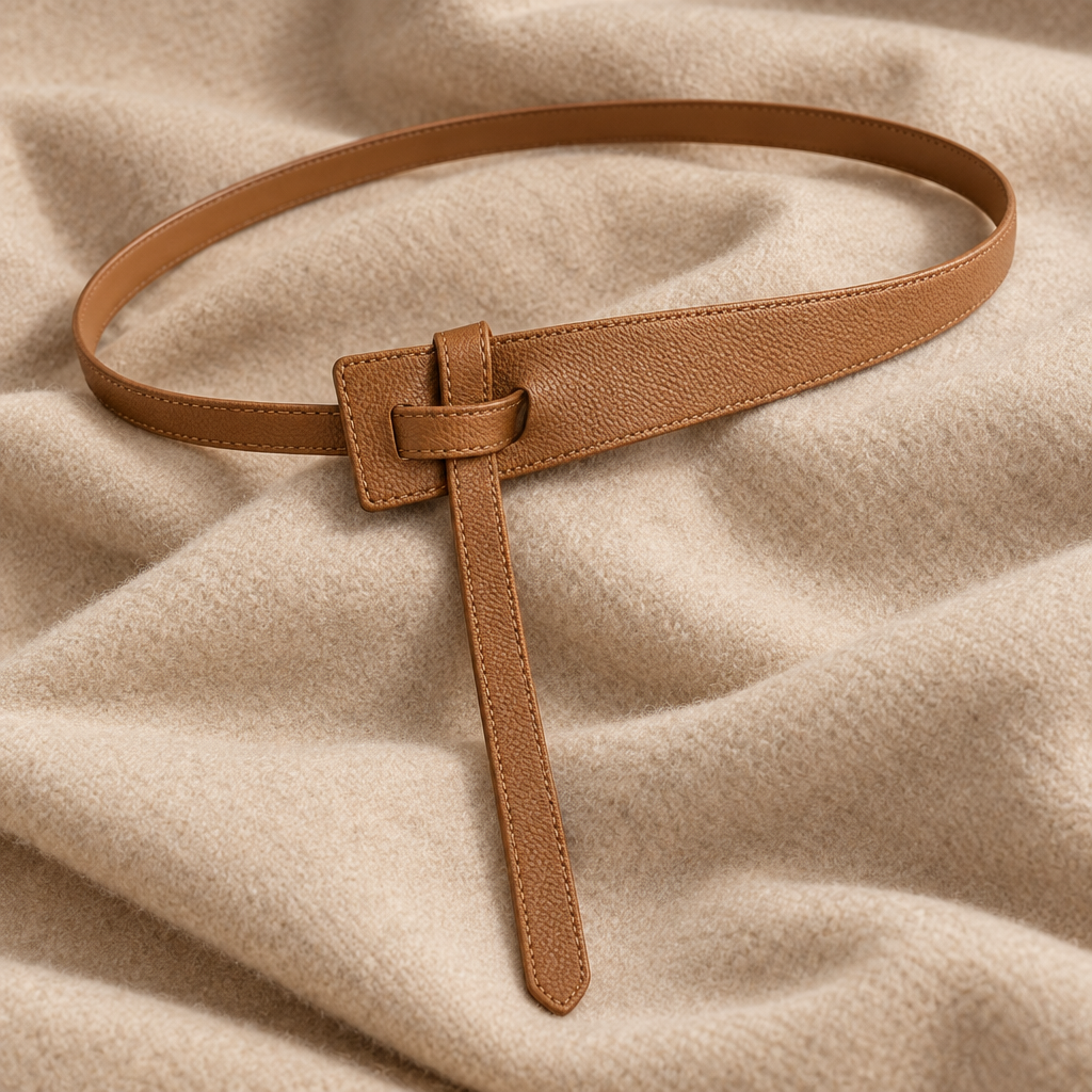 Margot knot belt in camel on wool