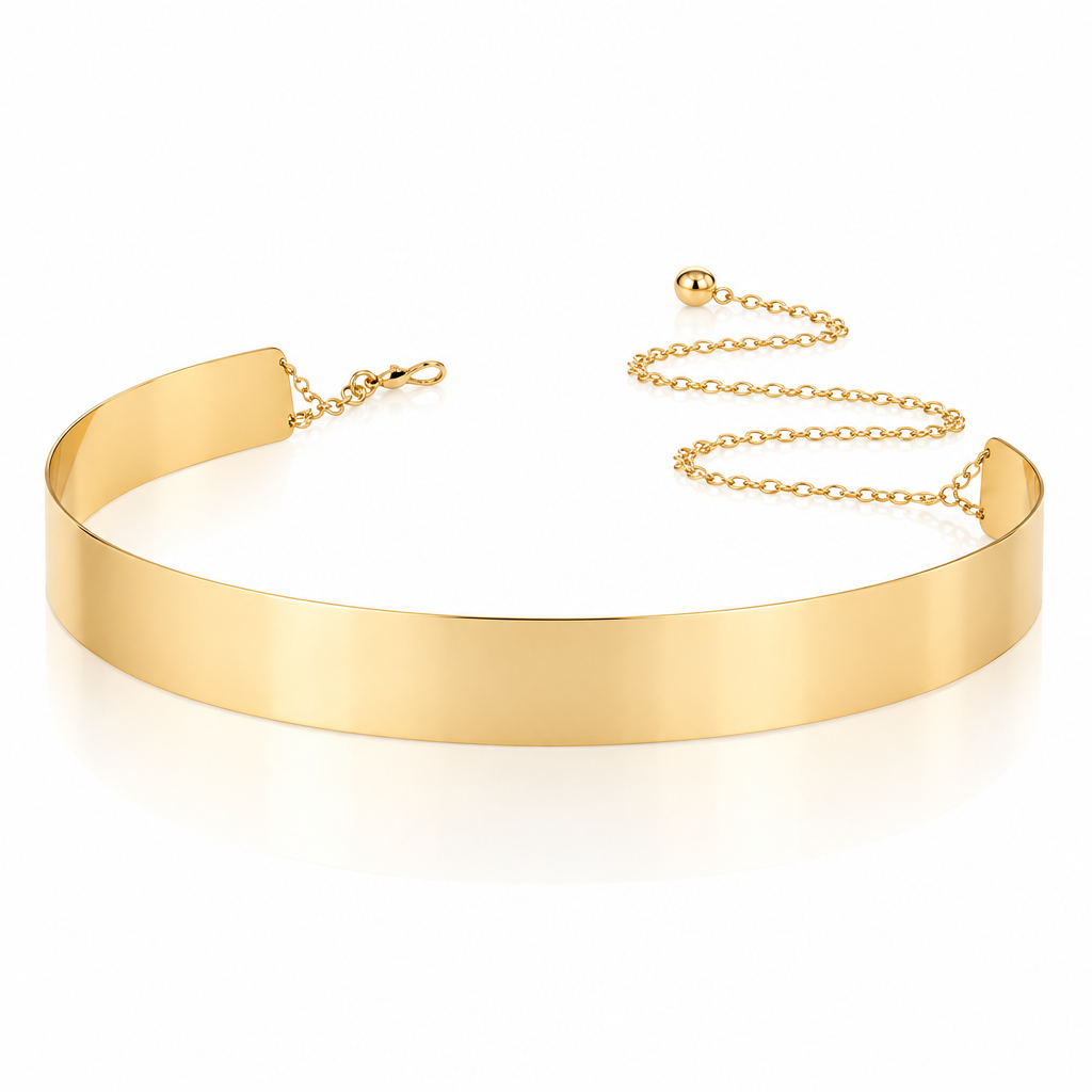 Soleil gold metal plate waist belt on white