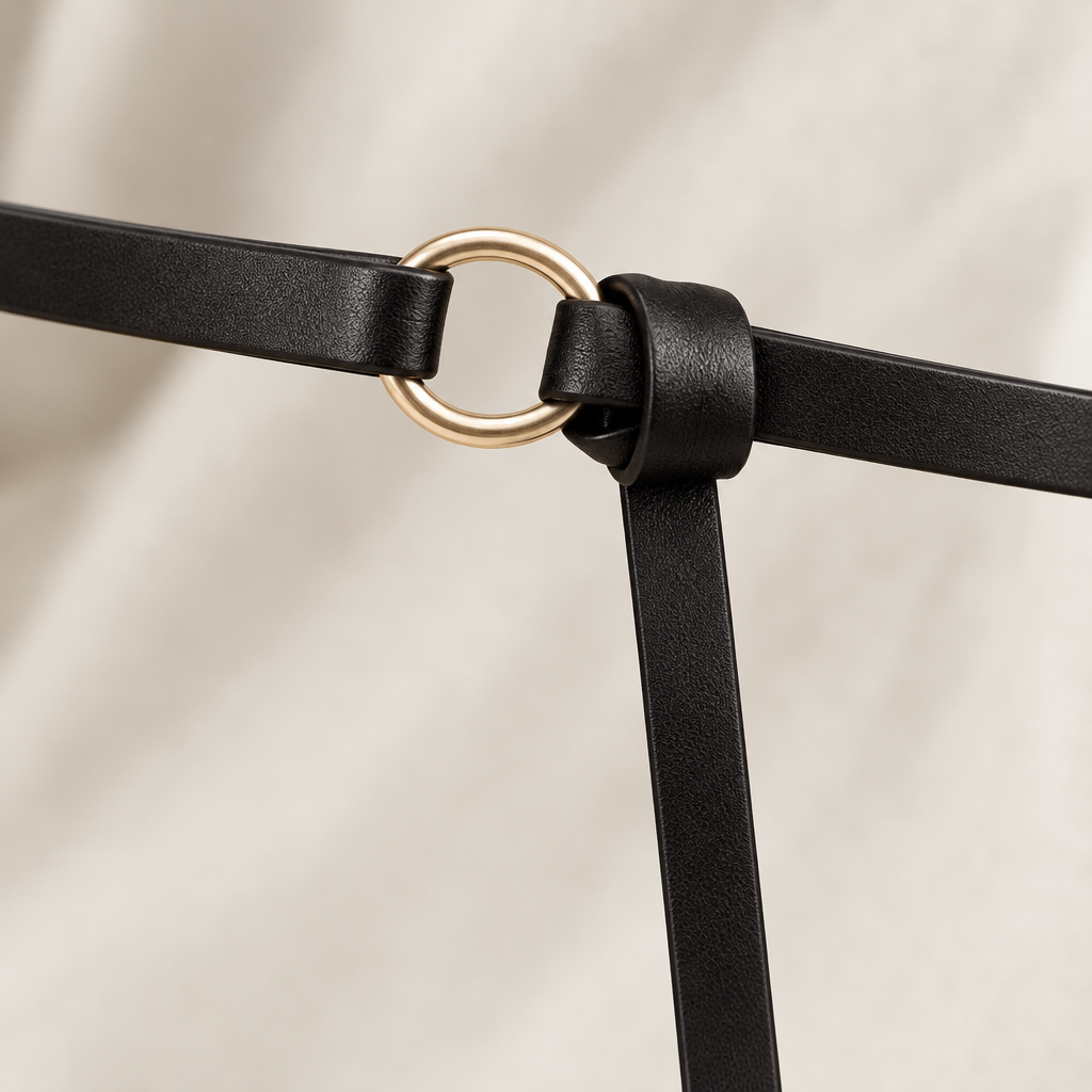 Close up of the knot and metal ring