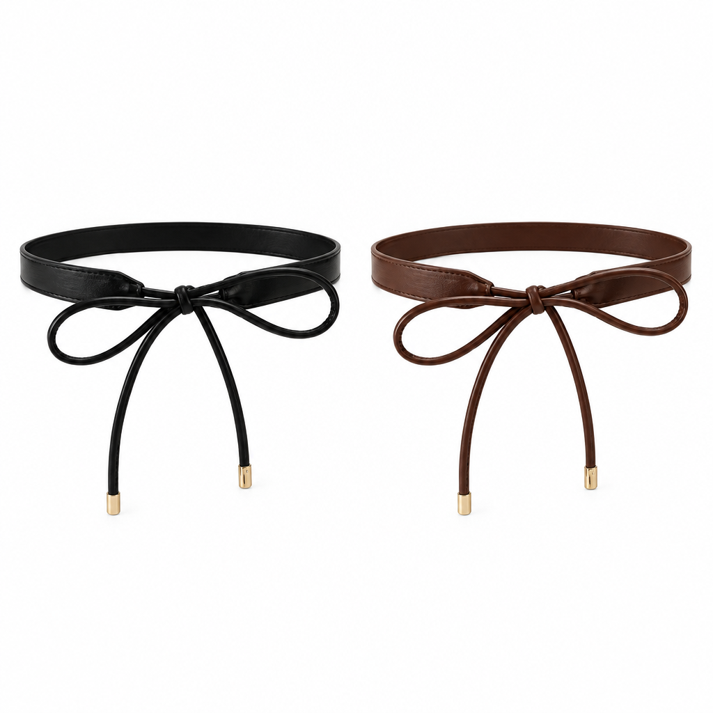 Juliet set of two belts in black and brown